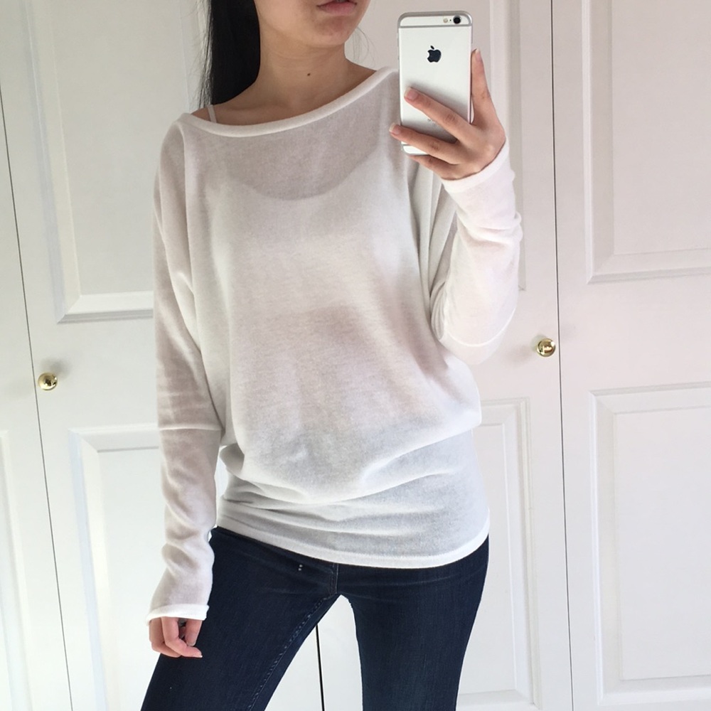 ❗️(LAST 2) SNOW - White Dolman Long Sleeve Cozy Blouse Sweater Brushed Knit